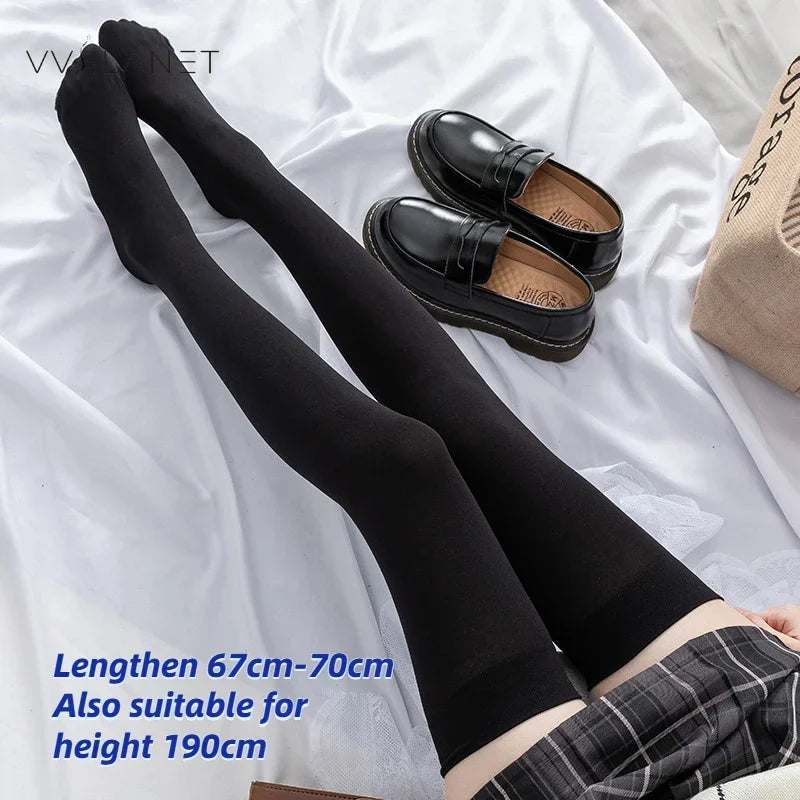 Velvet Over-Knee Thigh High Socks – Anti-Slip White