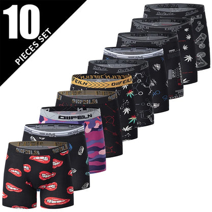 4/5/10 Pcs Fashionable Men's Long Underwear Casual Boyshort Youth Sports Shorts Comfortable Breathable Stretch Shorts Underwear
