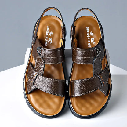 Große Größe 49 Sommer Spaltleder Strandsandalen Herrenschuhe Große Größe 49 50 Ledersandalen für Herren Weiche Outdoor-Wanderschuhe für Männer