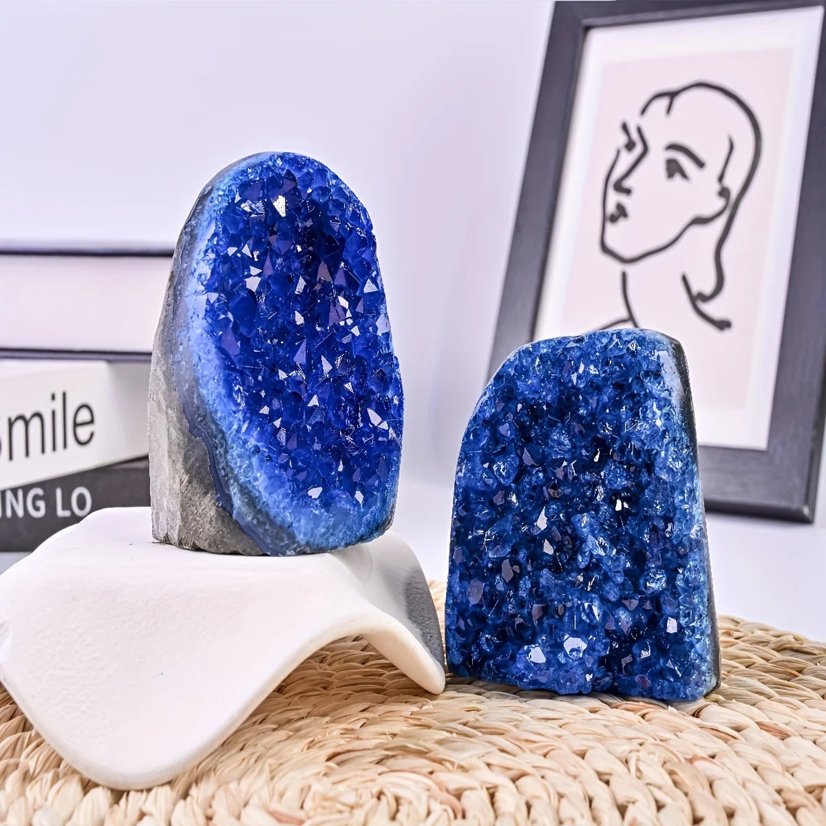 Uruguayan Blue Quartz Geode Cluster | Home Office Decor