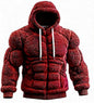 Men's Casual Sports Hoodie Fleece Lined Chest Muscle Print Long Sleeve Loose Fit Polyester Fiber Digital Print Hooded Sweatshirt