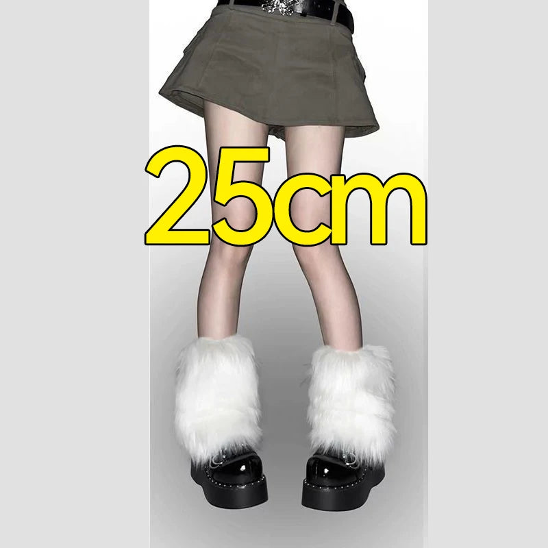 1/2Pairs Artificial Fur Plush Leg Warmers Women Autumn Winter Thermal Long Socks Girls Fashion Japanese Knee-length Stockings