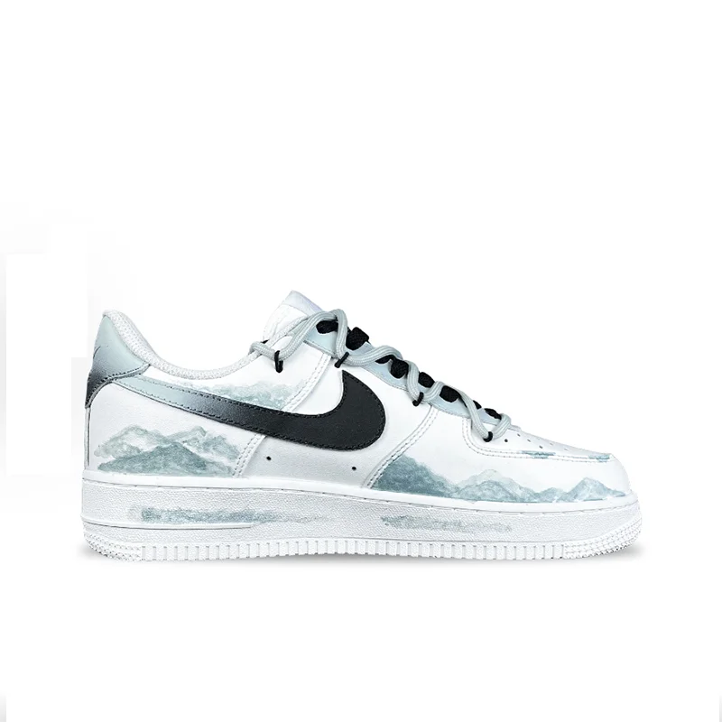 Custom Sneakers Nike Air Force 1 "Cloud Brocade"  Chinese Style Ink Wash New Chinese Style Trendy Hand-Painted Low-Top For Men