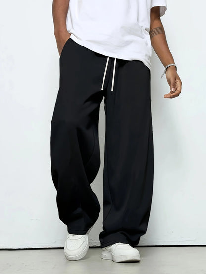 Herren schwere atmungsaktive Sport-Jogginghose elastischer Kordelzug Taille lockere gerade Freizeithose dicke Herren-Sweatpants