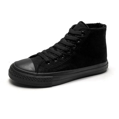 Winter Warm Fleece High Top Canvas Shoes Women's Hot Sale Of The Season Candy Color Retro Simple Cotton Shoes Casual Shoes Rubbe