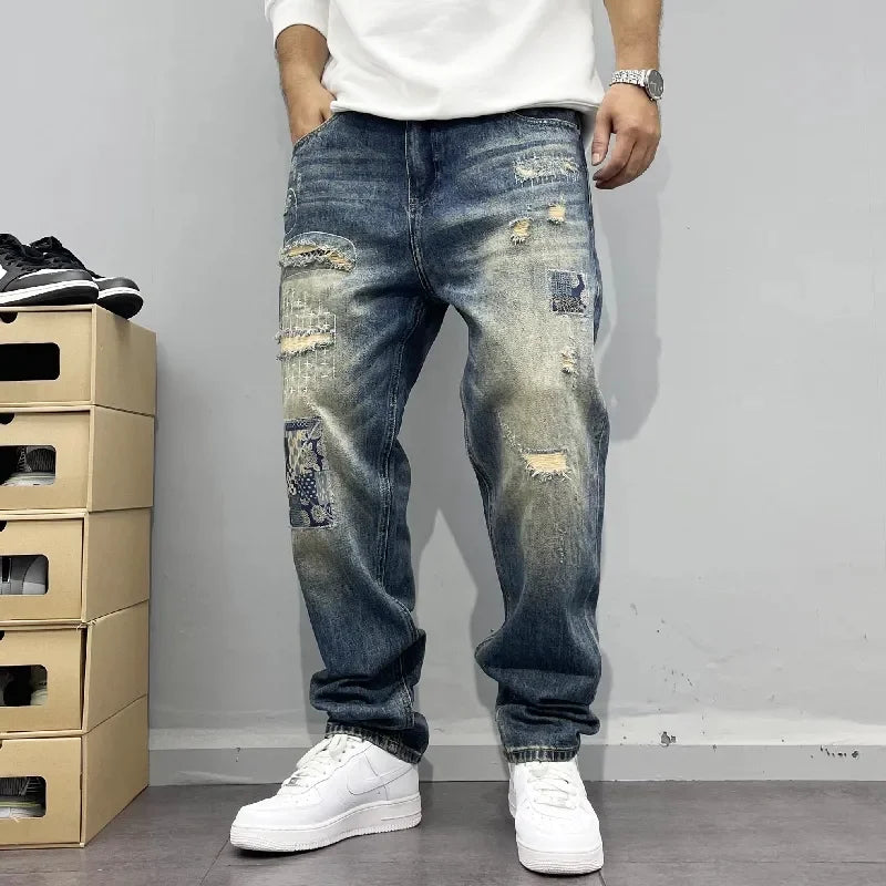 Men's Baggy Jeans – Vintage Distressed Hip-Hop Pants