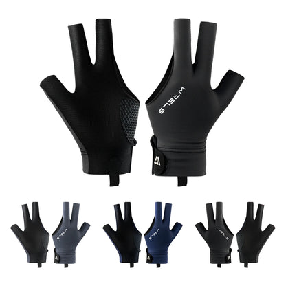 Black gloves with a brand logo on a white background