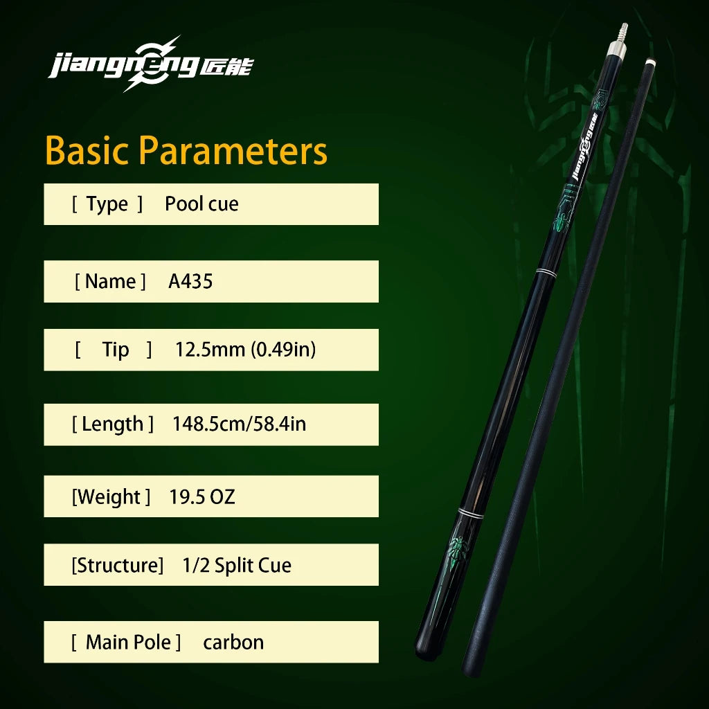 American Pool Cue Composite Carbon Cue 12.5mm Pointed Multi-Layer Leather Head Strong Durable Anti-Stick Design