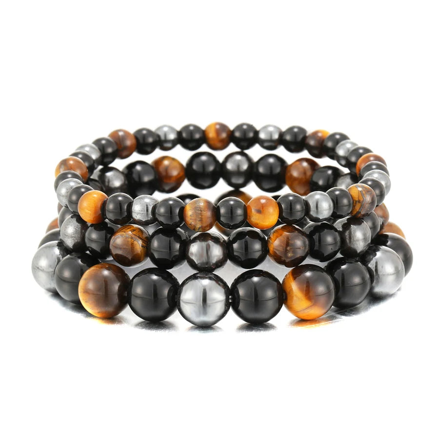 Black Obsidian Hematite Tiger Eye Beads Bracelets Magnetic Health Protection Jewelry
