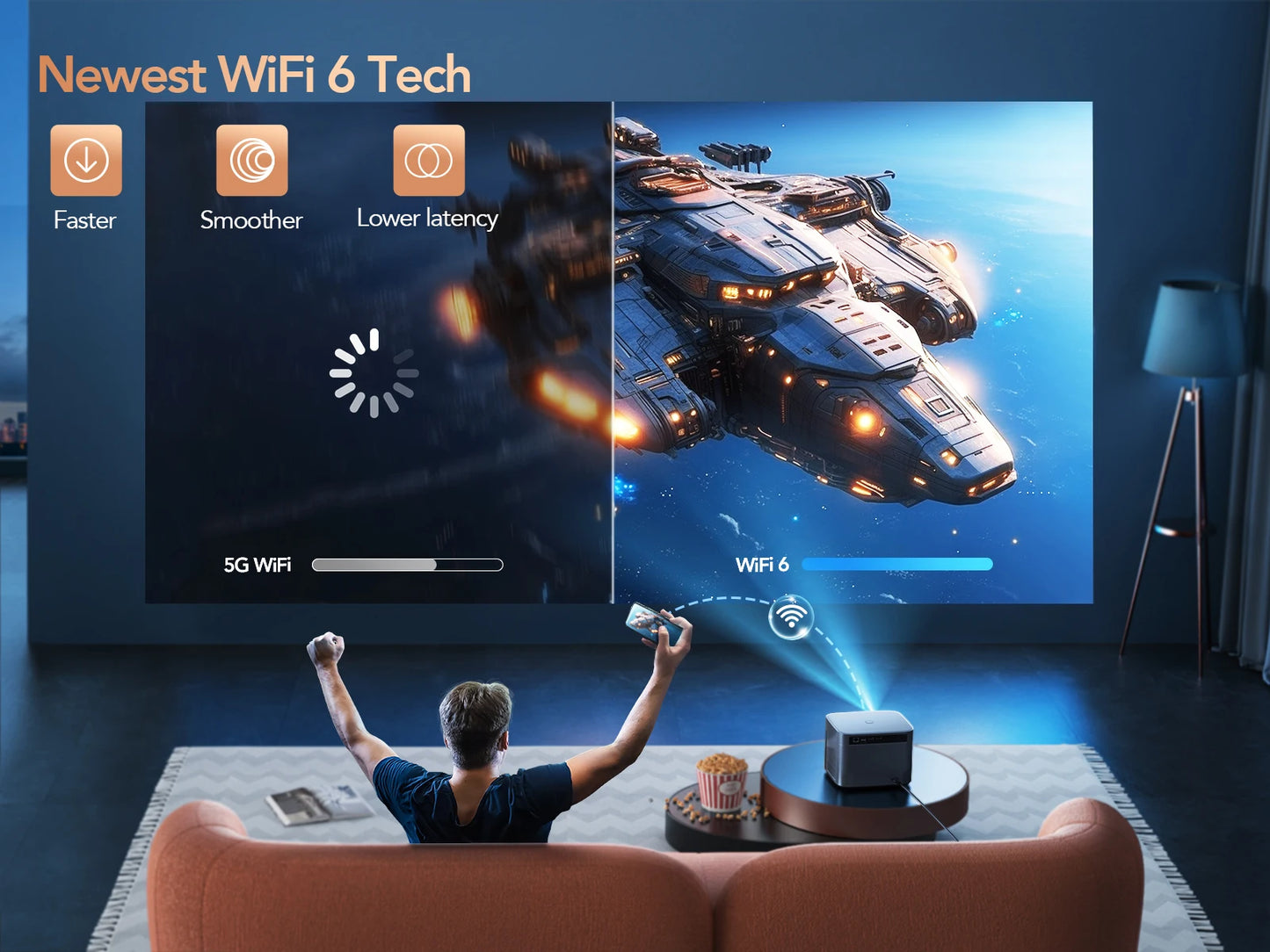 TOPTRO 4K Projector Android 1080P WiFi6 Bluetooth