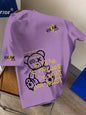 Modisches Herren Sommer personalized Teddybär Buchstaben Print bequemes und atmungsaktives Rundhals T-Shirt Outdoor Street Top