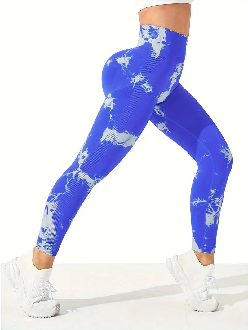 Damen High Waist Nahtlose Leggings – Tie-Dye Yoga-Hose, blickdicht, Fitness- & Workout-Tights