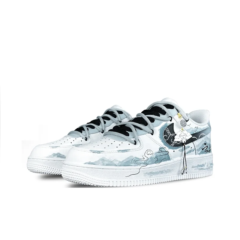 Custom Sneakers Nike Air Force 1 "Cloud Brocade"  Chinese Style Ink Wash New Chinese Style Trendy Hand-Painted Low-Top For Men