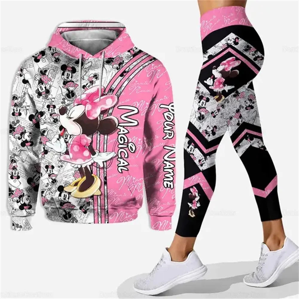 Customized Name Mickey Hoodie Women Hoodie Set Mickey Yoga Pants Sweatpants Women Disney Yoga Hoodie Leggings Fashion Sportswear