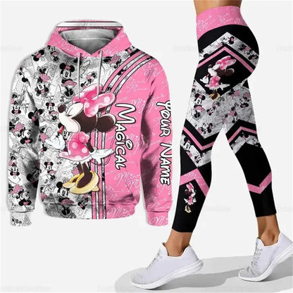 Customized Name Mickey Hoodie Women Hoodie Set Mickey Yoga Pants Sweatpants Women Disney Yoga Hoodie Leggings Fashion Sportswear