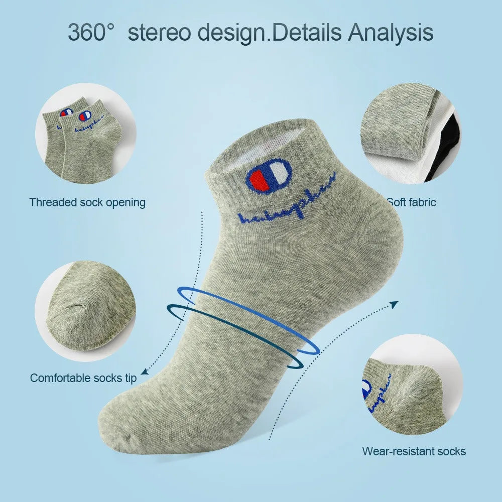 5/10/20 Paar Herren Knöchelsocken Baumwolle Klassische Markenmode Schwarz-Weiße Socken Atmungsaktive Mesh Sportsocken für den Sommer