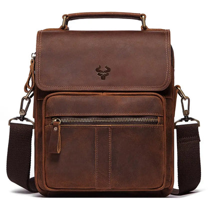 HUMERPAUL Genuine Leather Men's Shoulder Bag Luxury Work Business Messenger Bags Fashion Male Crossbody with Adjustable Straps