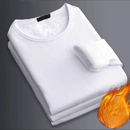 Winter Men's Long-sleeved Thermal Underwear Plus Velvet Padded T-shirt Round Neck Slim Bottoming Shirt Mens Underwear