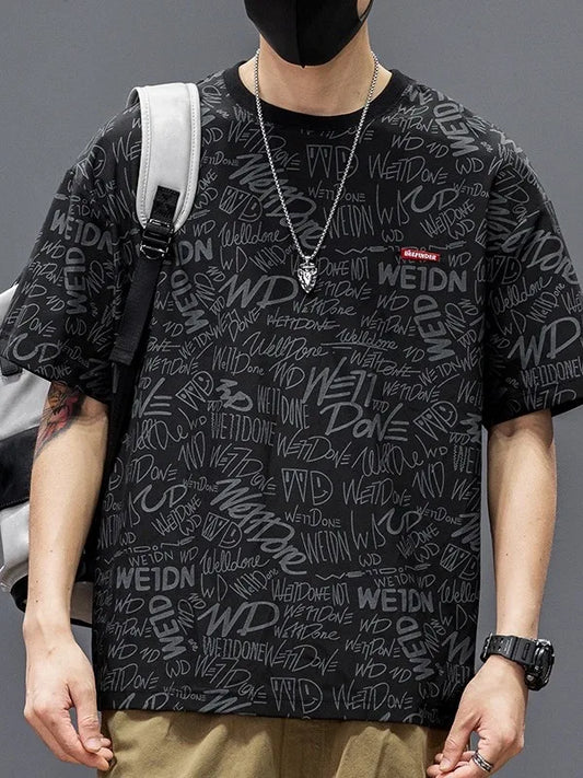 Plus Size Men's Printed T-Shirt – 5/4 Sleeve Casual Wear