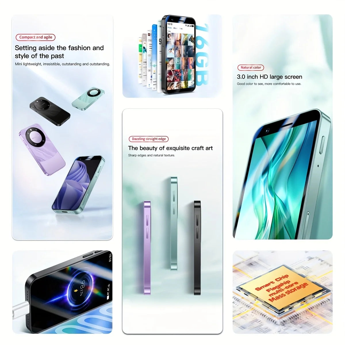 SOYES F8 Mini Smartphone 3.0inch Android 8.1 Dual SIM 3G Network Small Phone, 2GB RAM 16GB ROM, Children's Portable Student Gift
