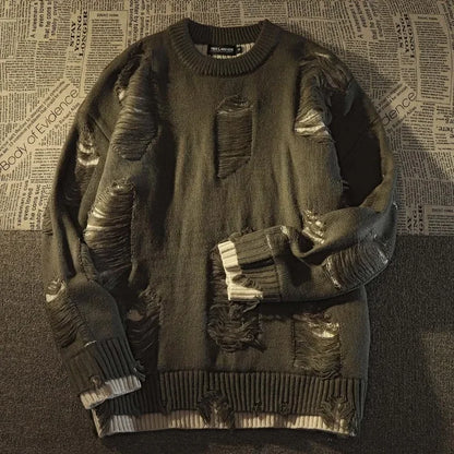Amerikanischer New Retro Hole Fake Two Sweaters für Herren und Damen Y2k Streetwear High Street Fashion Punk Style Lockerer Freizeitpullover