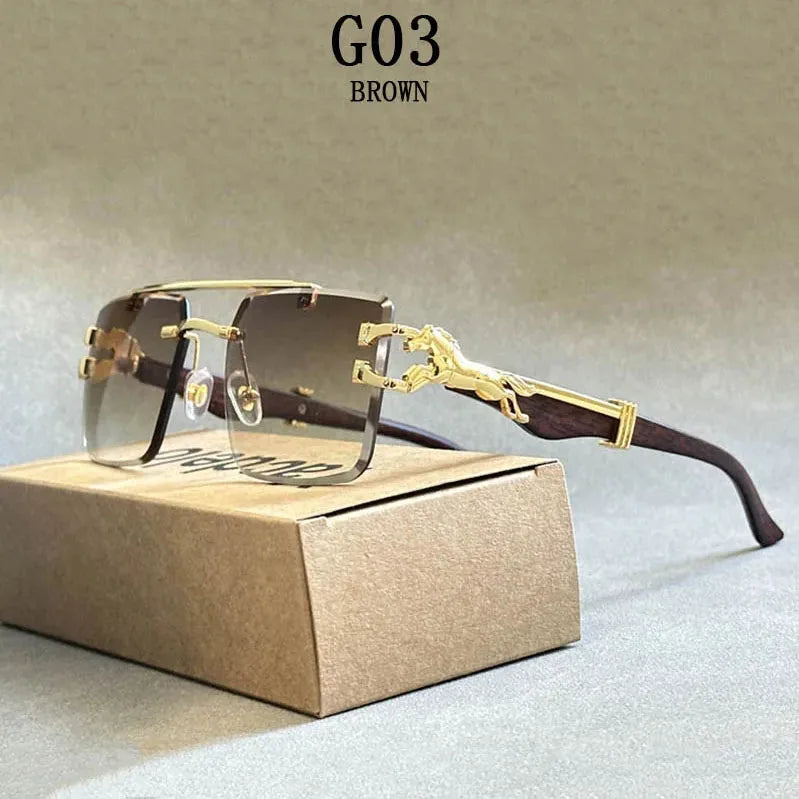 2024 Square Sunglasses For Men New Luxury Vintage Designer Rimless Sunglasses Women Trendy Fashion Glasses Gafas De Sol Hombre