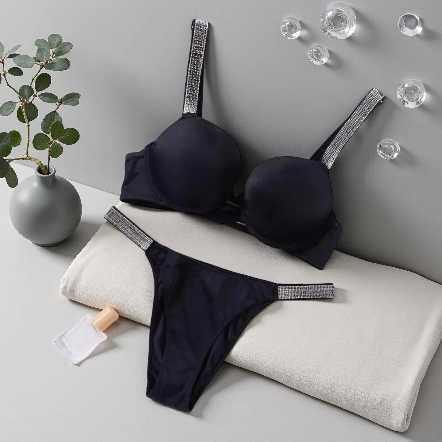 Women's New Fashion Sexy Lingerie Sporty Classic Padded Adjustable push up V Lingerie Set S Underwear Set