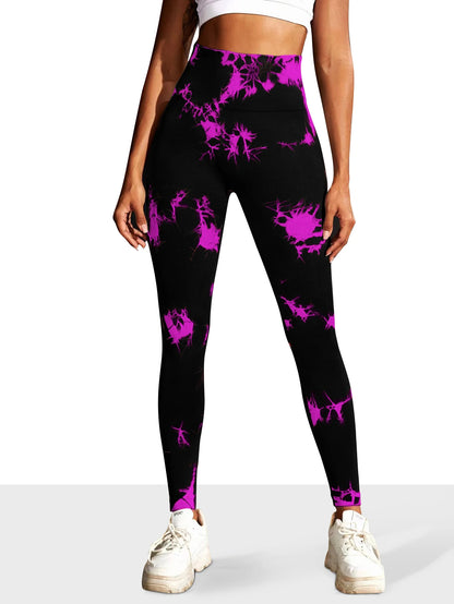 Damen High Waist Nahtlose Leggings – Tie-Dye Yoga-Hose, blickdicht, Fitness- & Workout-Tights