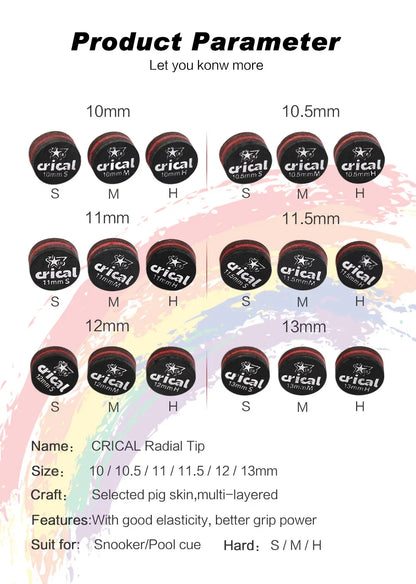 NEW CRICAL Billiard Pool Cue Tips 5pcs Buy 5 Get 6 Carom Cue Tip/Snooker Cue Tip 10mm 10.5mm 11.5mm 13mm Billiard Accessories