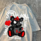 Explodierende schwarze Puppenbär-Männer-Frauen-T-Shirts Hochwertige Baumwolltops Sommer Locker T-Shirts Einfachheit Atmungsaktive Streetwear