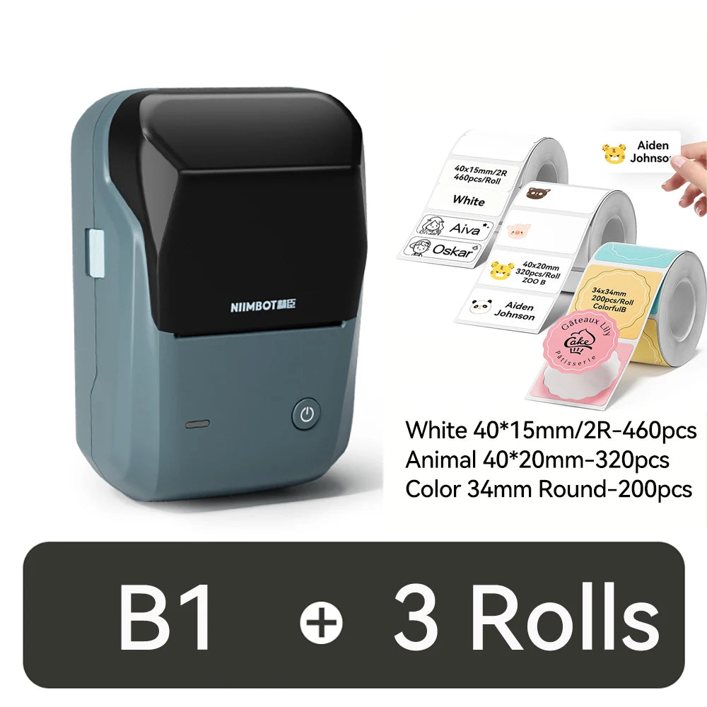 NIIMBOT B1 Portable Thermal Printer With Tapes 2 Inch Adhesive Label Printer Mini Bluetooth Sticker Maker Support Smartphones PC