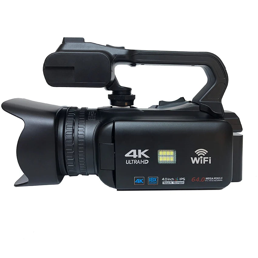 WIFI Camcorder 4K Video Camera 64MP 60FPS HD Auto Focus Vlogging 4.0" Touch Screen 18X Zoom for Live Streaming