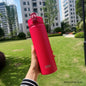 TYESO 600/750ML Thermosflasche mit Strohhalm Edelstahl Auto Thermobecher Sport Wasserflaschen Hält Kalt und Warm Thermobeker