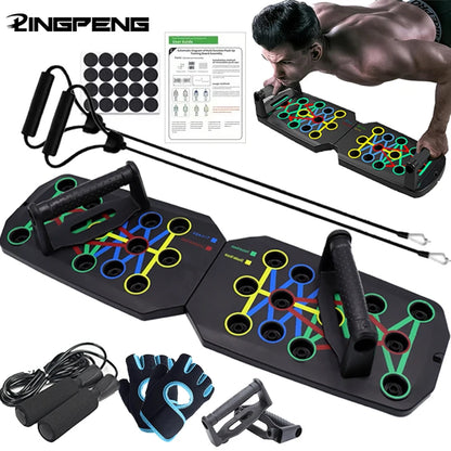 Liegestützbrett-Set Tragbares multifunktionales Liegestützbrett Klappbares Fitnessgerät für Brust-, Bauch-, Arm-/Rückentraining