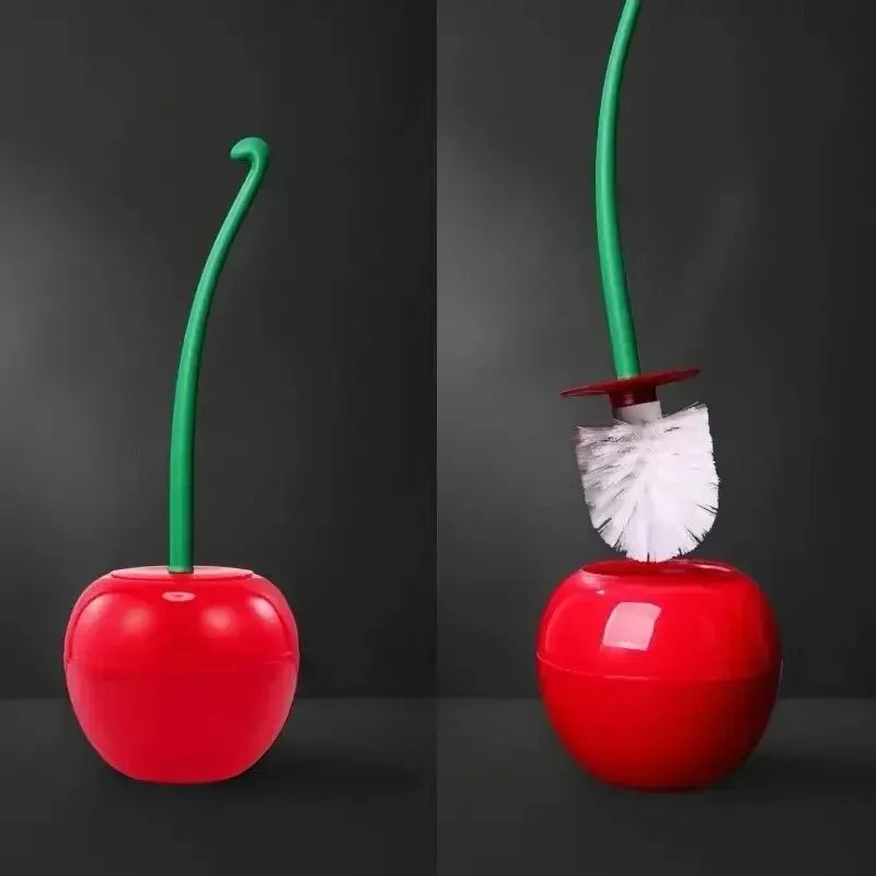 Cherry Shape Toilet Brush & Holder Set - Red