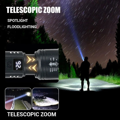 2000LM LED Tactical Flashlight | USB Rechargeable Zoom Torch | Camping & Emergency