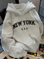 Relaxed Fit Women's Hoodie NEW YORK U.S.A. Lettering Pullover Sweatshirt Fashion Casual HipHop Sweatshirt Unisex