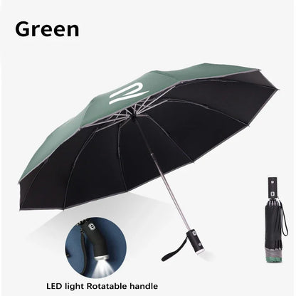 Car Led Light Automatic Folding Windproof Sunshade Umbrella For Volkswagen R Touareg Tiguan Magotan GTI Golf Passat Arteon Polo