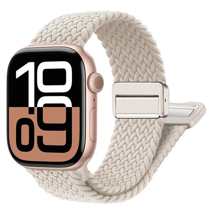Geflochtenes Band für Apple Watch Armband 44mm 40mm 45mm 46mm 49mm 41mm 38 Magnetisches Nylonarmband iWatch Serie SE 7 6 8 9 10 Ultra 2