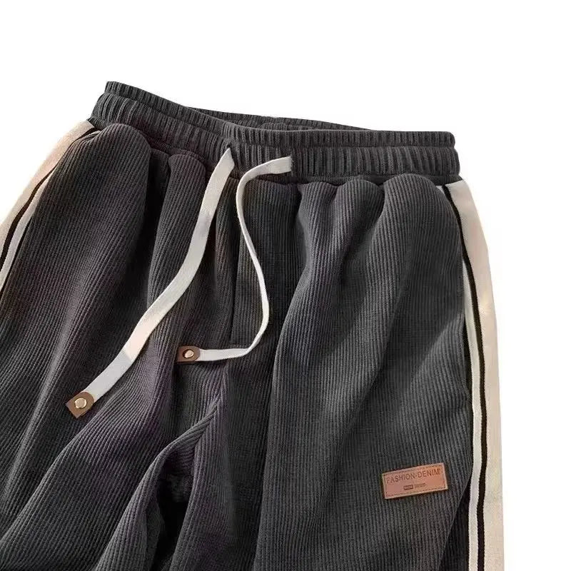 Loose Casual Pants Women's Straight Leg Sport Wide Leg Pants Corduroy Comfortable High Waist Long Pants Asymmetric Design
