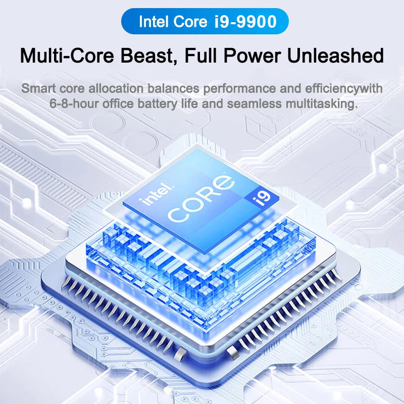 Intel Core i7-8650U processor with circuit board background