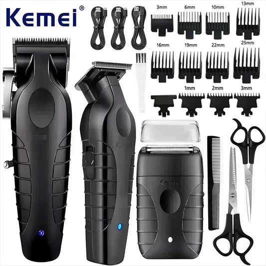 Kemei Professional Hair Clipper Kit Electric Shaver Male Hair Cutting Machine Machine Hair Clipper Kit for Men Electric Trimmer