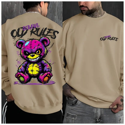 Europäische und amerikanische Herren-Herbstmode Teddybär-Buchstaben-Print weicher und bequemer langärmeliger Hoodie Outdoor-Street-Top