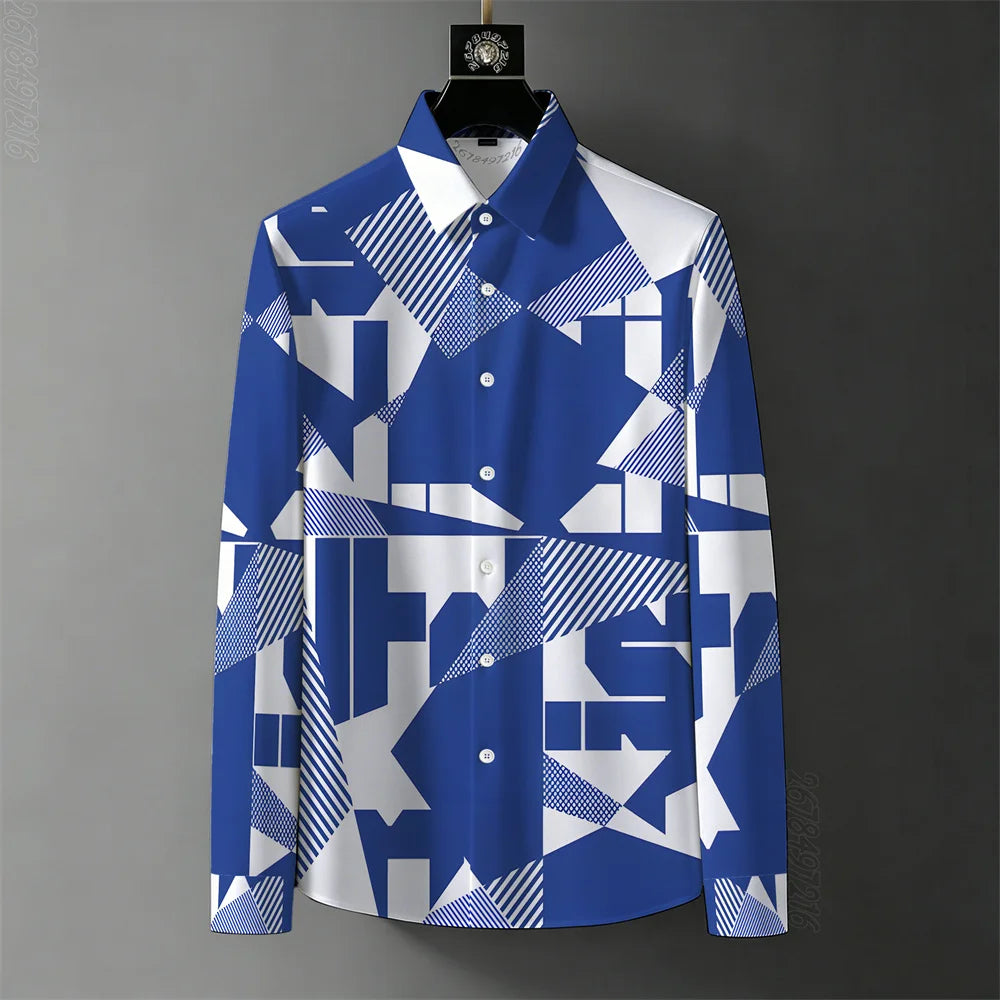 Men's Retro Baroque Print Business Casual Shirt