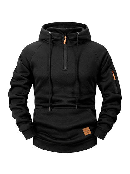 2025 Autumn/Winter Men's Hoodie Fashion Casual Sports Hoodie Retro Harajuku Long Sleeve Zipper Multi Pocket Loose Street Wear