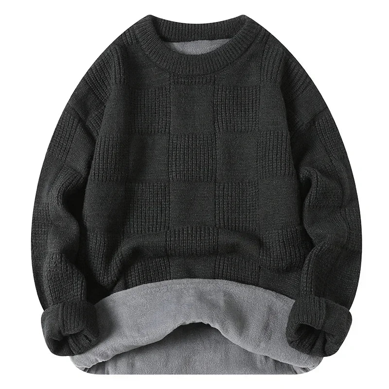 New Solid Color Homestays Men's Autumn and Winter Warm Thick Crewneck Sweater Casual and Comfortable Home Pajamas