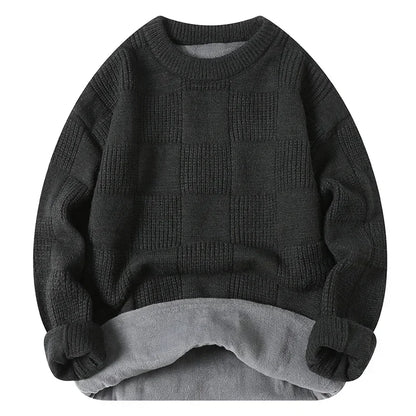 New Solid Color Homestays Men's Autumn and Winter Warm Thick Crewneck Sweater Casual and Comfortable Home Pajamas