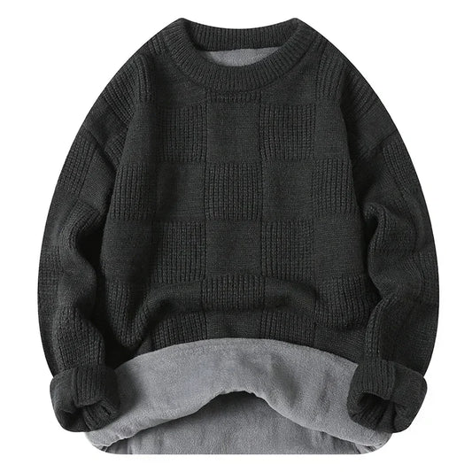 New Solid Color Homestays Men's Autumn and Winter Warm Thick Crewneck Sweater Casual and Comfortable Home Pajamas