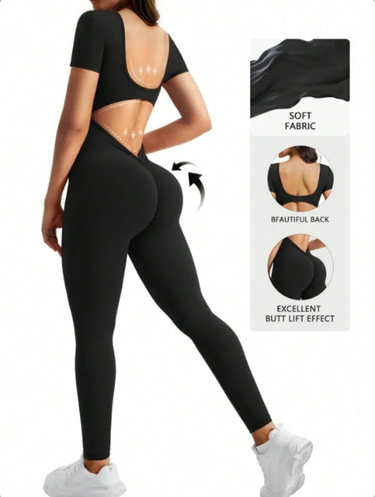 Seamless Spandex U-Neck Bodysuit Hip Lift Women's Jumpsuit