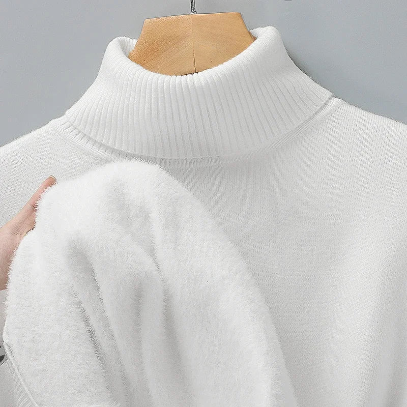 Sweatwear Mens Anti-pilling High Quality Knitted Turtleneck Sweater Slim Fit Long Sleeve Pullover Solid Color Trend Men Clothing
